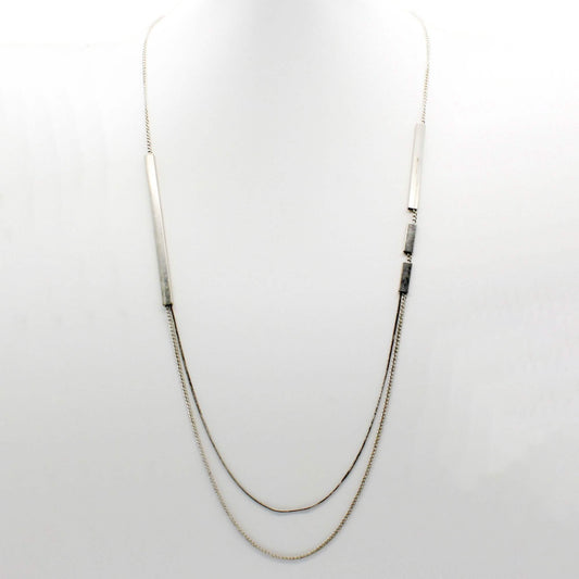 Multi-Layer Silver Bar Necklace