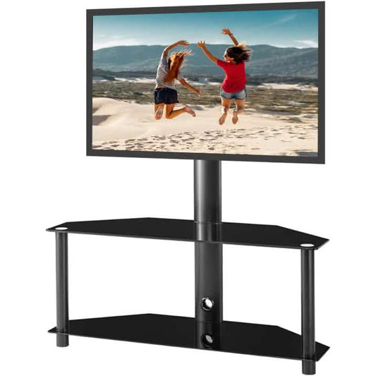 Multifunctional Tempered Glass Metal Frame Floor TV Stand