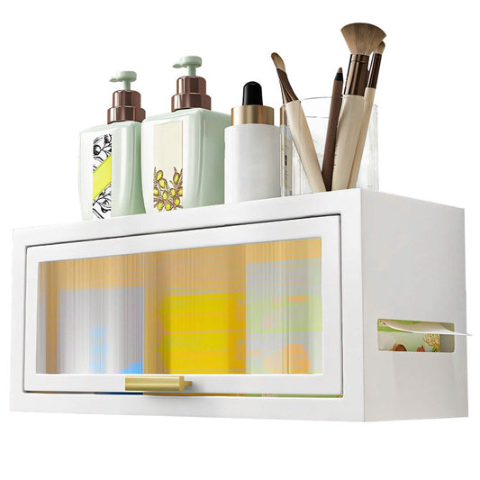 Over the Toilet Storage Cabinet with Dust-Proof Transparent Magnetic Door Side Opening
