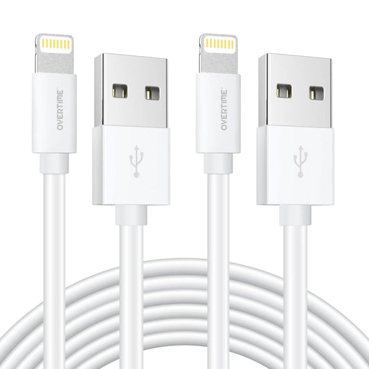 Overtime Apple MFi Certified Lightning Cable 10ft with Dual USB Wall Charger Adapter