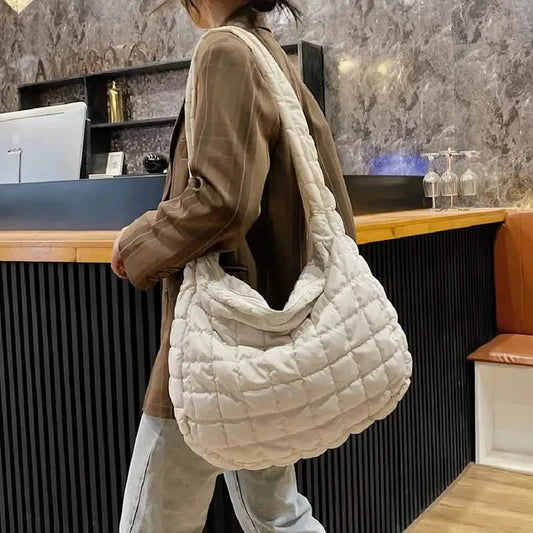 Padded Argyle Quilted Crossbody Hobo Bag