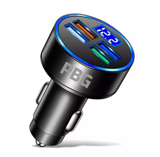 PBG LED 4-Port Car Charger With LED Voltage Display