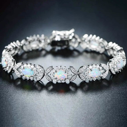 Peermont 18K White Gold Plated Fire Opal Butterfly Tennis Bracelet