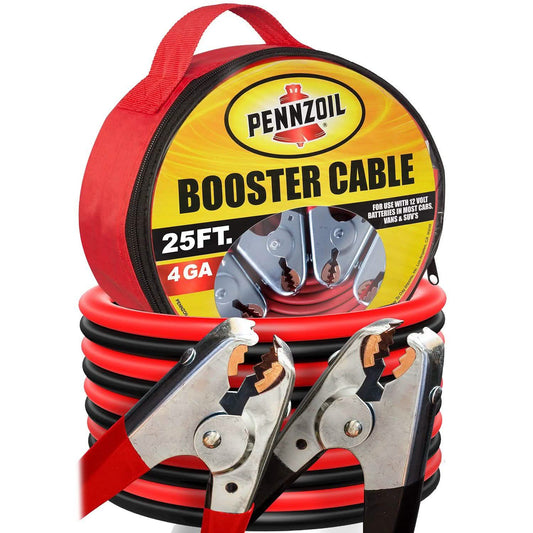 Pennzoil Jumper Cable 4 Gauge 25 Feet Heavy Duty Battery Booster with Travel Bag