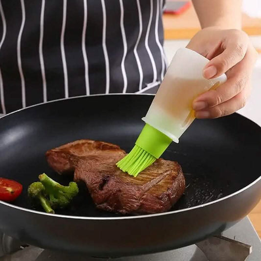 Portable Silicone Oil Bottle with Brush