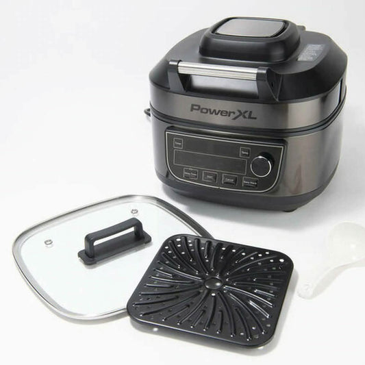 PowerXL 1550W 6-qt 12-in-1 Grill Air Fryer Combo with Glass Lid (Refurbished)