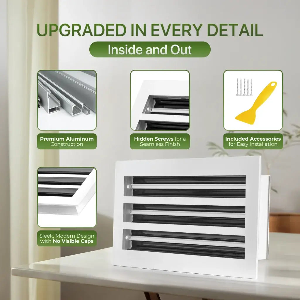 Aluminum White Linear Slot Diffuser 14x6 (Duct Opening)- Modern Air Vent Cover