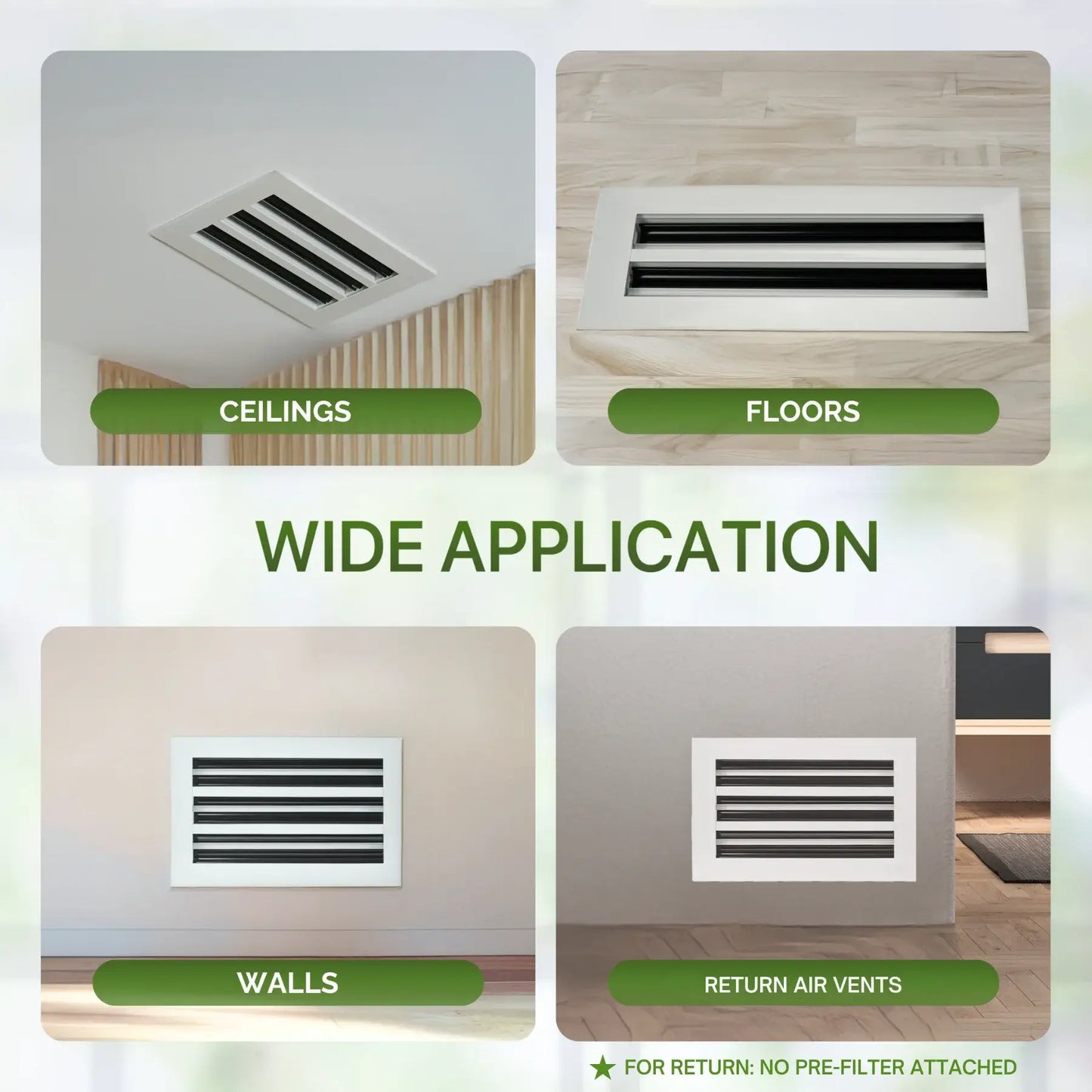 Aluminum White Linear Slot Diffuser 14x8 (Duct Opening)- Modern Air Vent Cover