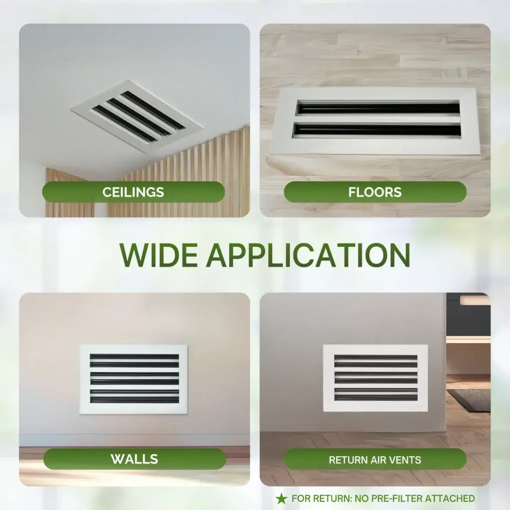 Aluminum Black Linear Slot Diffuser 12x4 (Duct Opening) - Modern Air Vent Cover